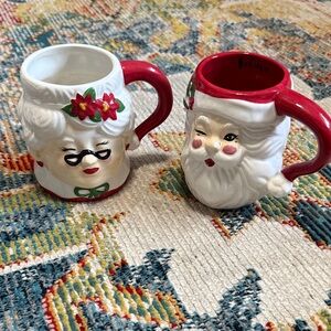 Festive Santa and Mrs. Claus Ceramic Mug Set
